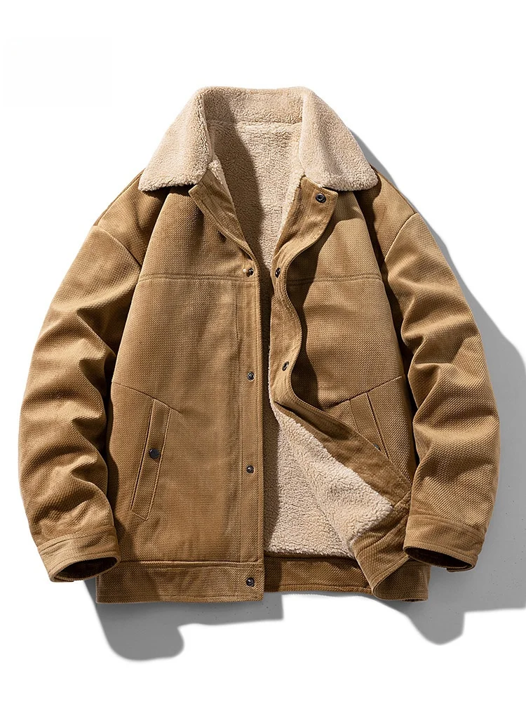 

Теплая куртка-пальто на флисовой подкладке для мужчин и женщин, свободный крой, с воротником-стойкой, из хлопка и шерсти, молодежная, модная, всесезонная верхняя одежда