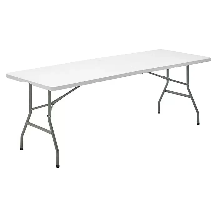 ORION91oficial®- Mesa Plegable Multifuncional Resina 240x70x75 cm,  Estructura Acero Bases de Resina Asa de Transporte Cierre Seguridad, Hosteleria, Catering, Horeca - spaziOrion91