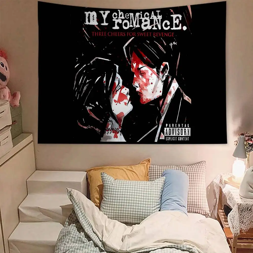 Rock Band My Chemical Romance Cartoon Tapestry Art Science Fiction Room Home Decor Wall Hanging Home Decor