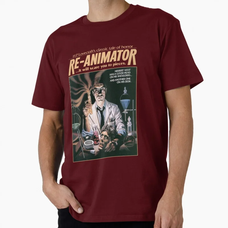 Re Animator 1985 Retro zombie horror movie Scary Halloween Gift T shirt for men Large size Tops printed clothes