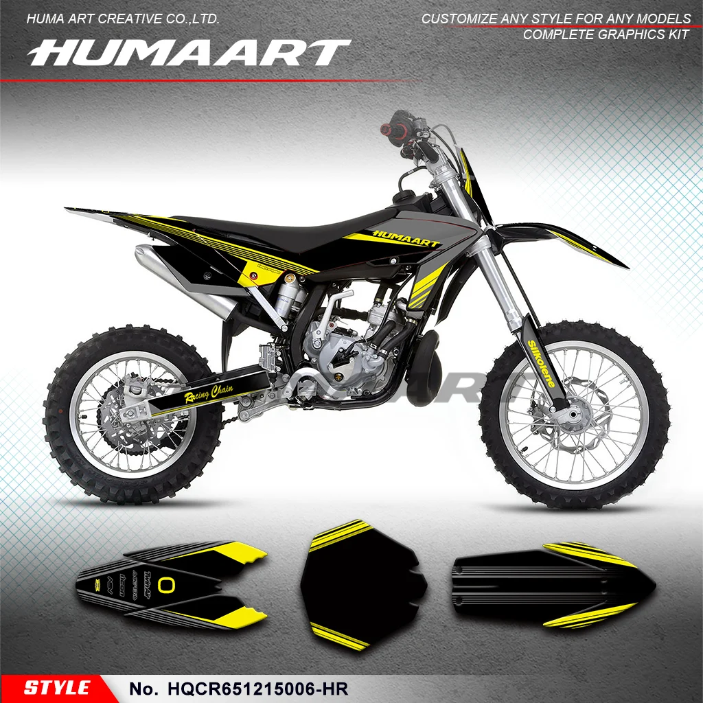 

HUMAART Graphics Kit Stickers Set for Husqvarna CR65 CR 65 2012 2013 2014 2015 Decoration Black, HQCR651215006-HR