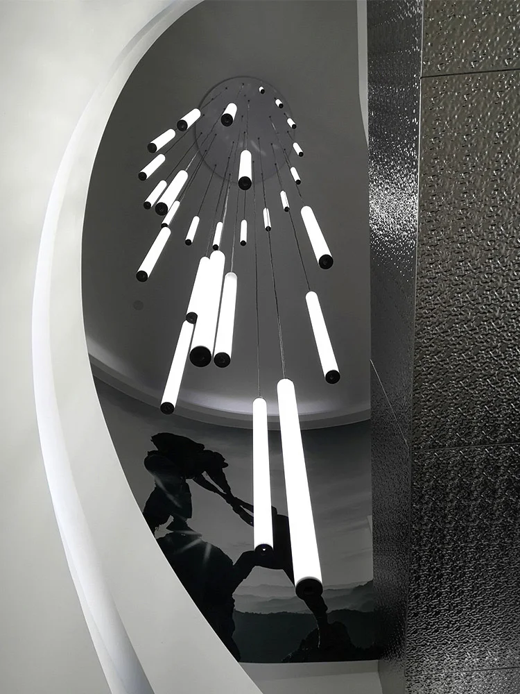 

Modern LED staircase hanging chandelier, ceiling line pendant lamp, suitable for villas and hotels, lustre