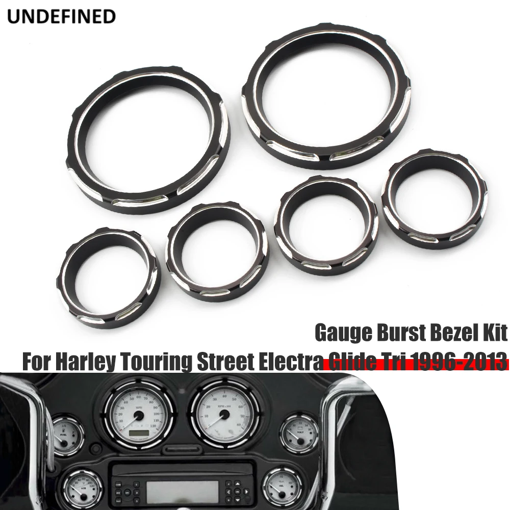 

Instrument Cover Board 4" Speedometer 2" Motorcycle Gauge Burst Bezel Kit For Harley Touring Street Electra Glide Tri 1996-2013