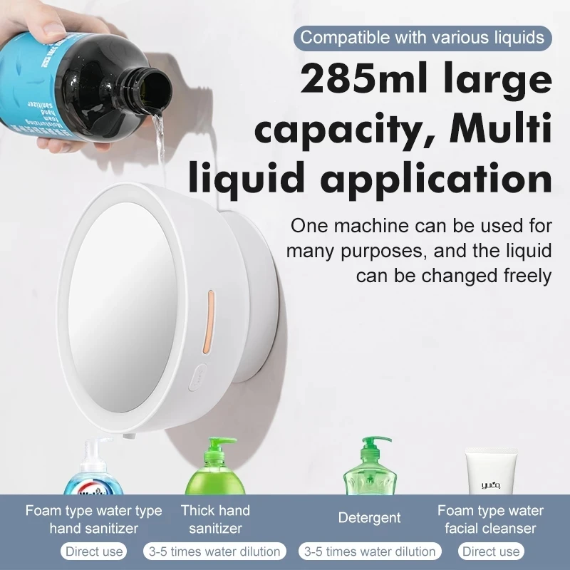 Dispenser di sapone in schiuma liquida creativa Youpin lente d'ingrandimento HD Display della temperatura della luce di riempimento a LED lavaggio a mano