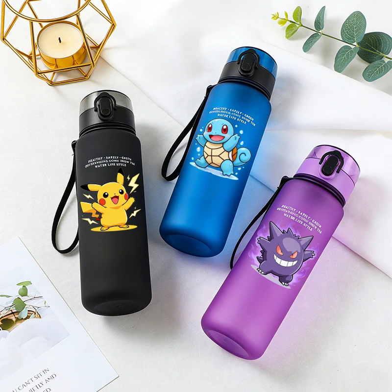 

650ml Water Bottles Pokemons Cute Anime Boys Girl High-capacity Leak-proof Sports Kids Drink Storage Tour Hiking Cups with Straw