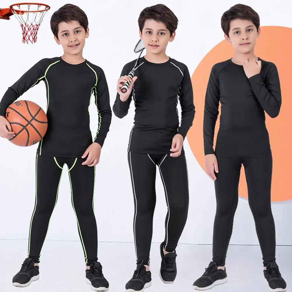 Winter Children\'s Sports Suit Quick Drying Thermal Underwear for Boys and Girls Basketball Football Compression Sportswear