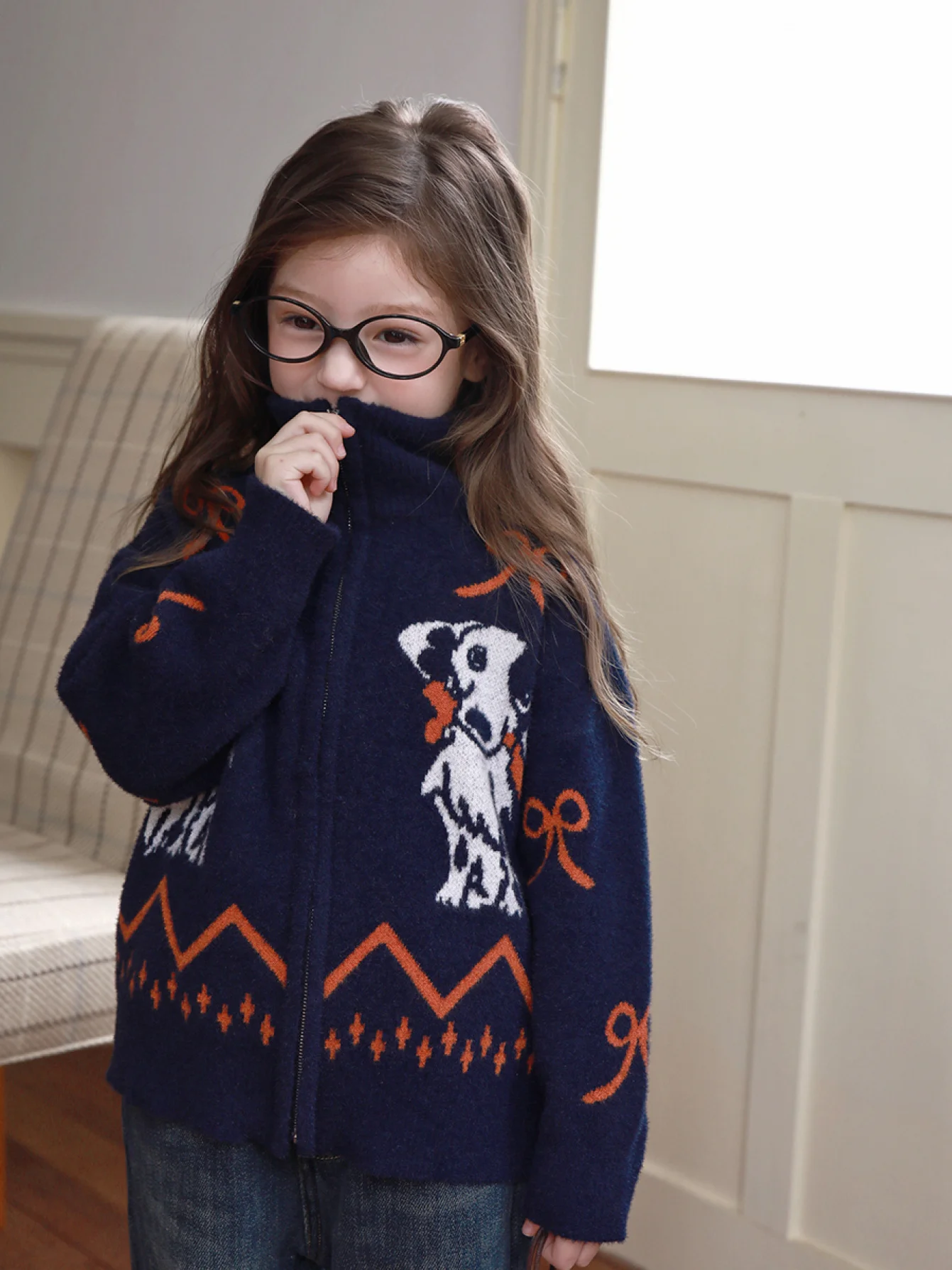 Girls' Sweater Winter New Style Niche Art Children's Knitted Jacket