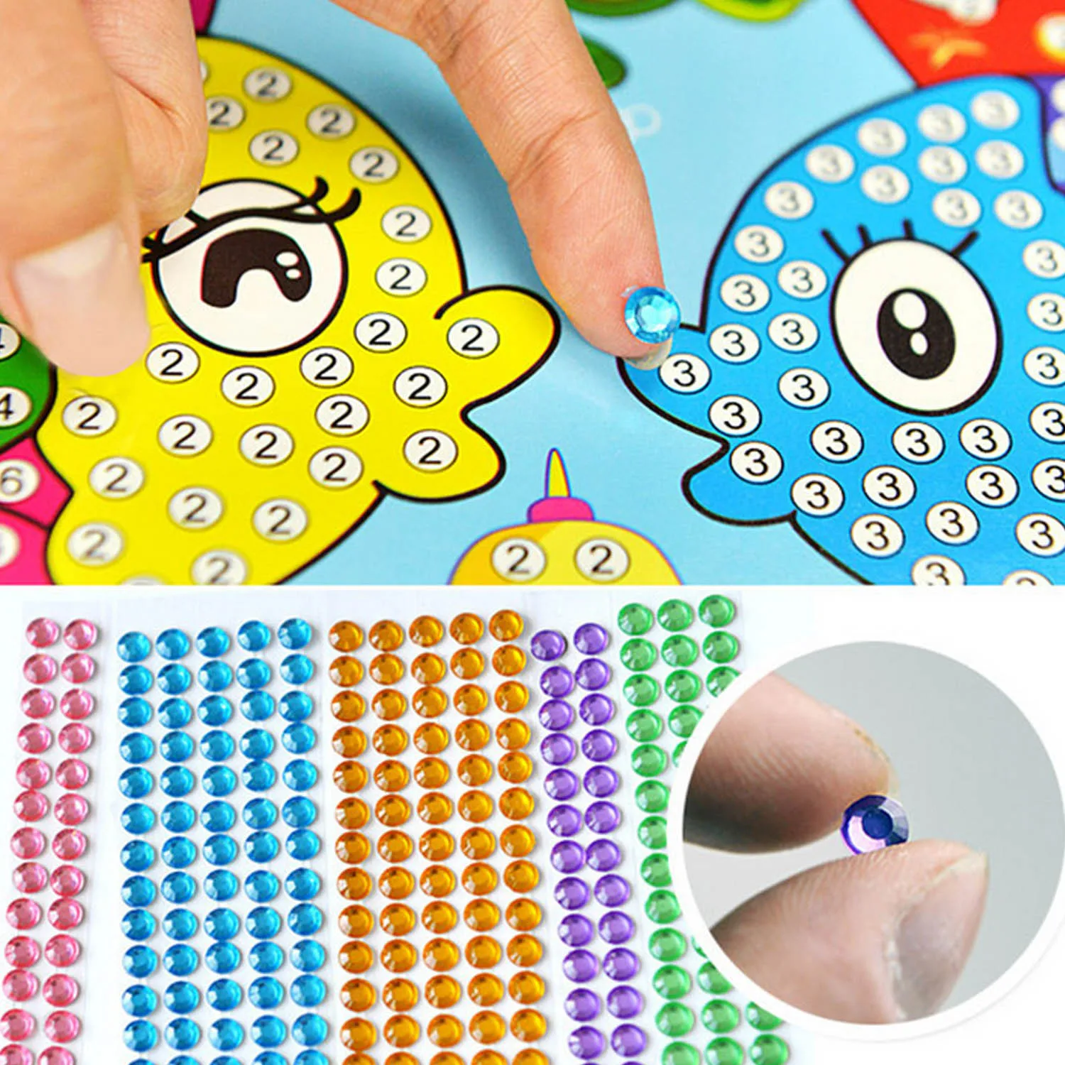 3pcs Kids Cartoon 5D DIY Diamond Painting Rhinestone Drawing Embroidery Cross Stitch Picture Sticker Mosaic Beads Puzzle Toy