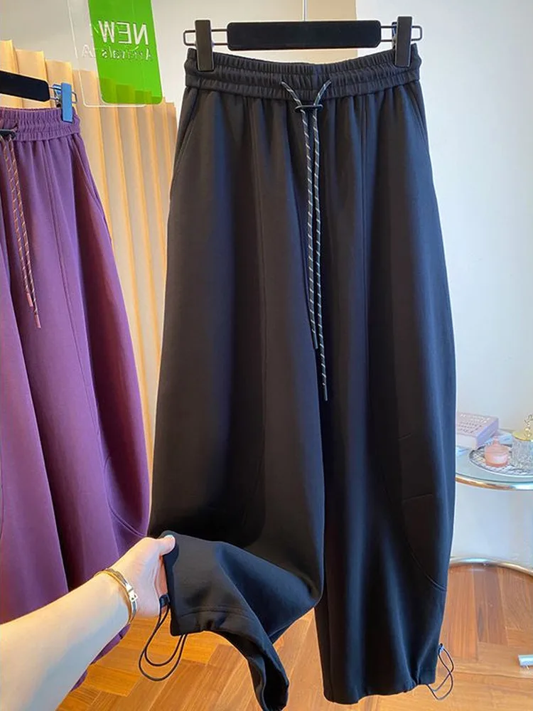 

plus Size Banana Pants Women's Loose Comfortable Wide Leg Casual Pants High Waist Straight Cut Trousers European Sle plus Size