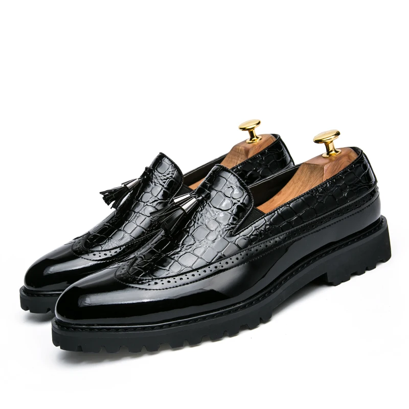 XIAOXIANGYING Slip-On Leather Shoes Crocodile Print Size 46 3