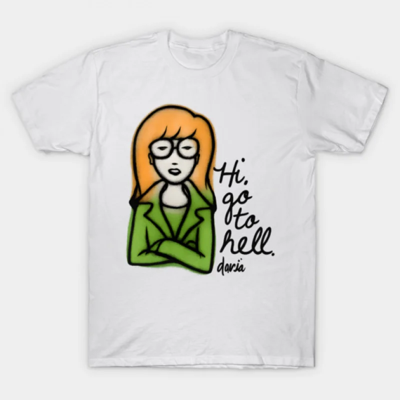 

0331 Retro Sick sad world Daria MTV Gift t shirt 90s Nostalgia cartoon Graphic Clothes 100% cotton printed Y2K clothing
