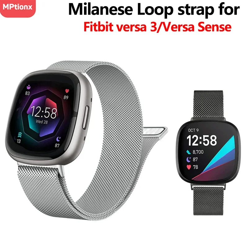 

Milanese Strap for Fitbit Versa 4 3 Replacement Wristband Metal Stainless Steel Magnetic Loop Bracelet Versa Sense 2 Accessories