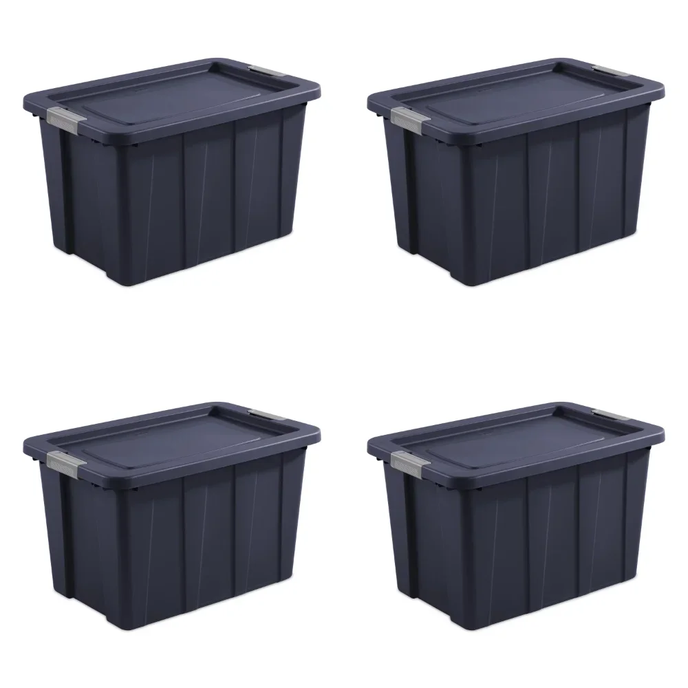 30 Gallon Latching Tuff1 Tote Plastic, Dark Indigo, Set of 4 Furniture Decoration Classical Elegance