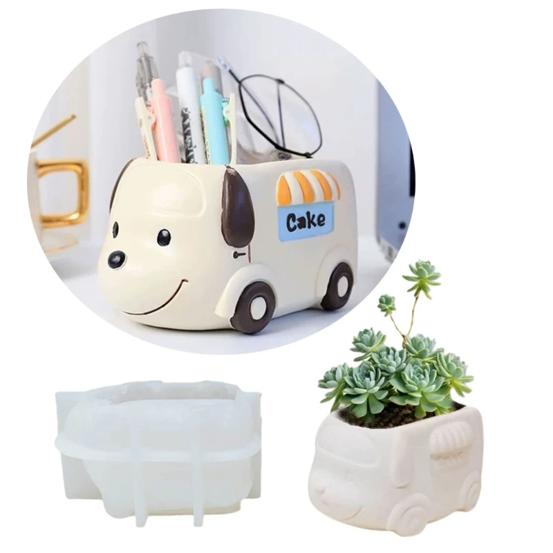 

Cartoon Car Flower Pots Silicone Molds Castings Molds Bus Car Succulent Molds