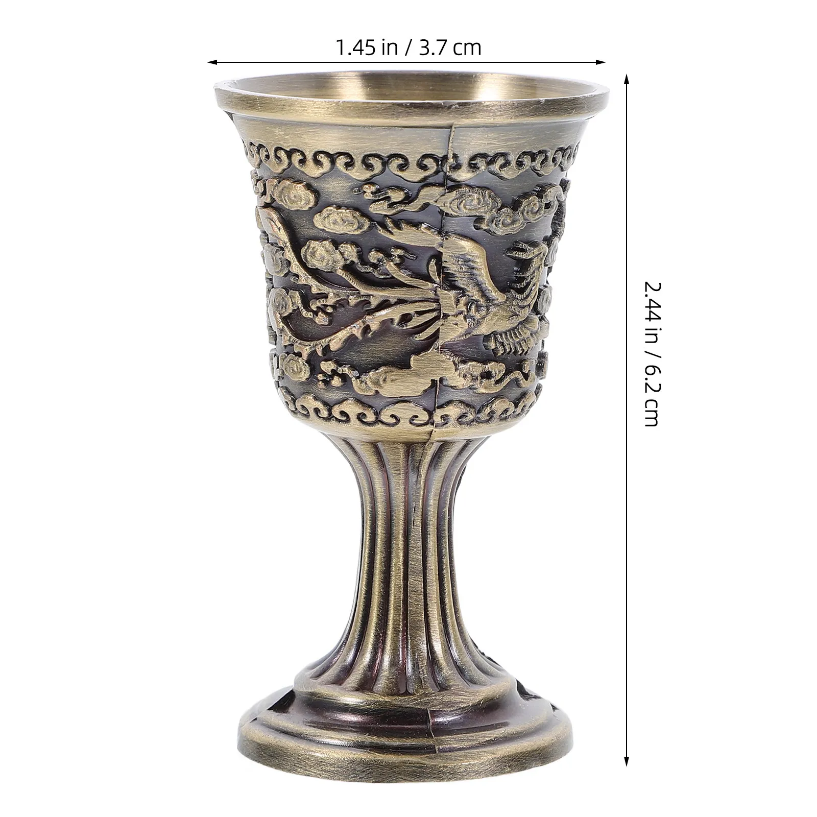 Zinc Alloy Chinese Cups Dragon Phoenix Design Small Drinking Glasses Decorative Metal Goblets for Home Restaurant Wedding