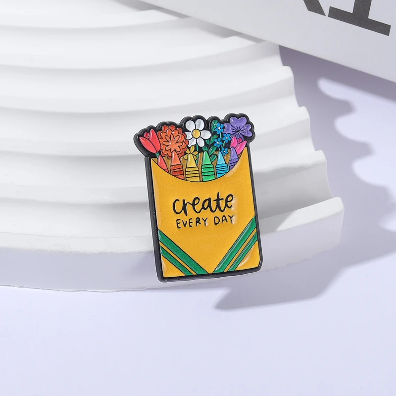 خلق كل يوم بروش UV PrintingPins جميلة الأزهار و تلوين دبابيس قميص شارة التلبيب هدايا مجوهرات الأزياء للأصدقاء #6