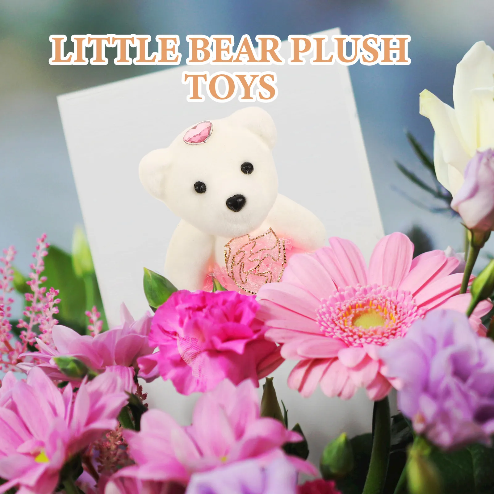 

5Pairs Adorable Mini Bear Stuffed Animal Set Soft Comfortable Safe Material Cute Decor for Wedding Car Home Bedroom Coffee Shop