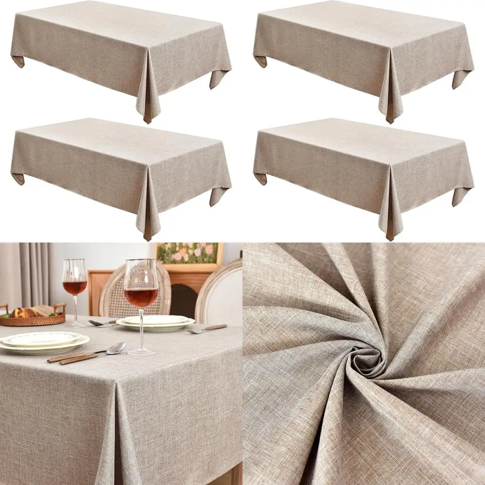 

Rectangular Faux Linen Tablecloths, 60x144, Set of 2, Neutral for 10ft Tables, Ideal for Dining, Parties, and Banquets
