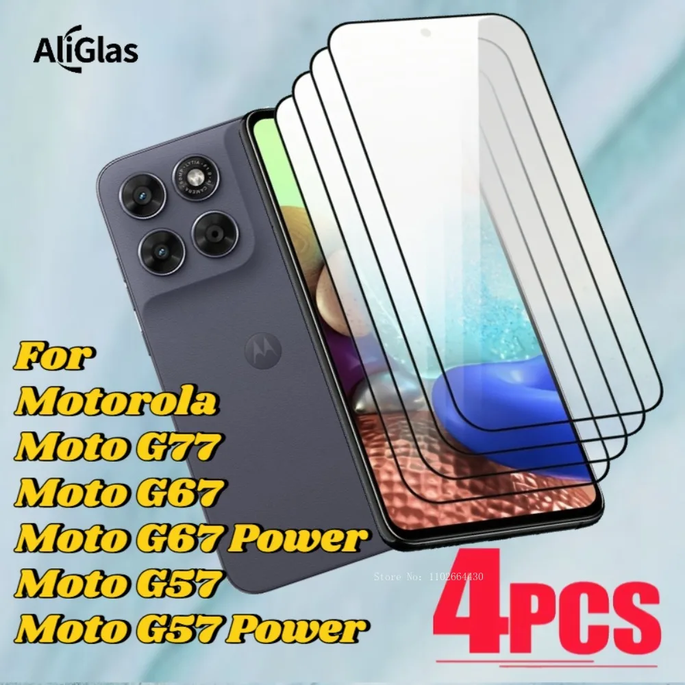 

4pcs Tempered Glass Film for Motorola Moto G77 G65 G57 High Definition Screen protective film For Motorola G57 G67 Power Series