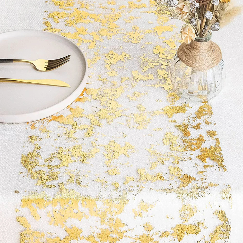 1pc Gold/Sliver Metallic Disposable Table Runner Table Decoration For Wedding Birthday Party Supplies Baby Shower