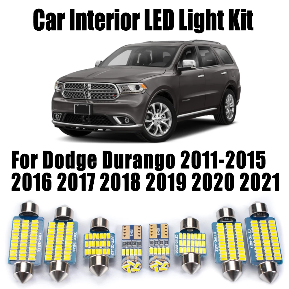 

15Pcs For Dodge Durango 2011- 2018 2019 2020 2021 Car Vanity Mirror Bulb Canbus LED Interior Ceiling Trunk Footwell Light Kit