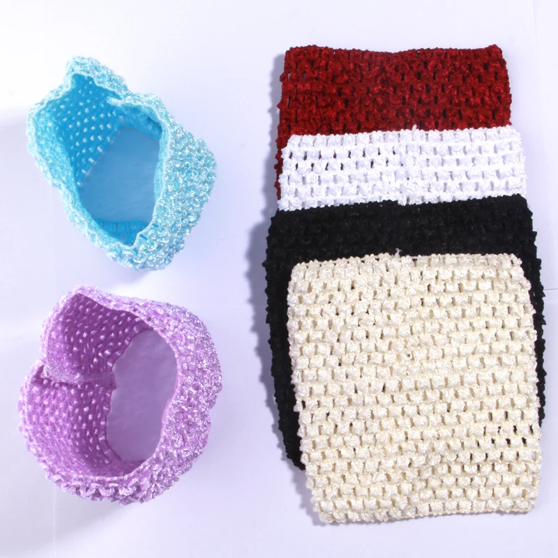 4Pcs 14*14cm 5.5inch Elastic Crochet Tube Wide Knitted Chest Wrap Girl Pettiskirt Part DIY Accessories Headdress Headband