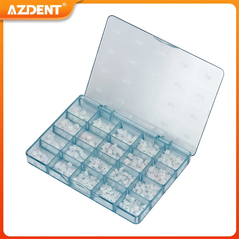 400pcs/Box AZDENT Dental Brackets Ceramic Orthodontic Braces Clear Mesh Base Split Roth/MBT 0.022 Hooks 345 Dentistry Tool