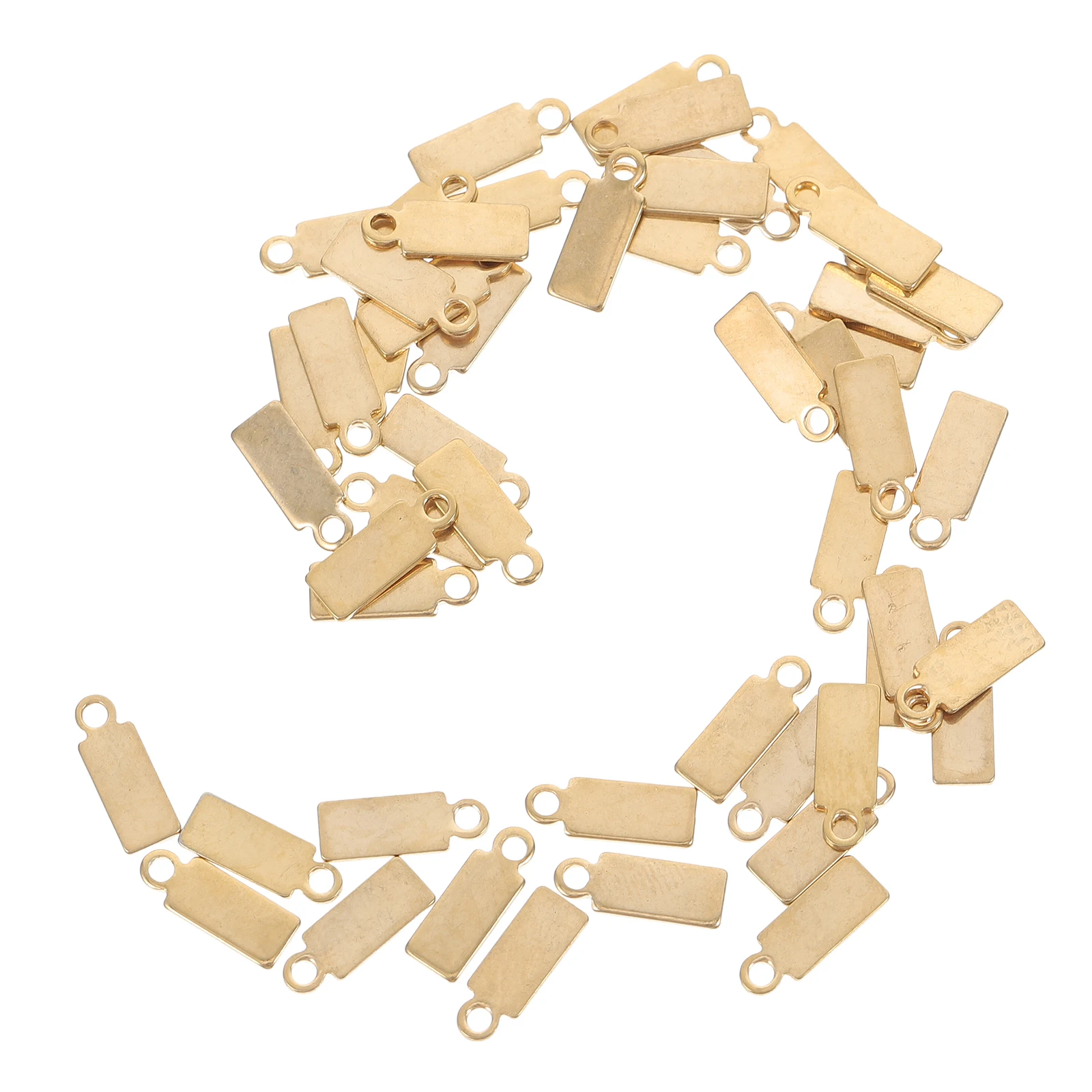 50 قطعة مستطيل فارغ ختم العلامات الفولاذ المقاوم للصدأ قلادة DIY بها بنفسك مستلزمات صناعة المجوهرات سحر المعادن مختوم حلقة مستطيل #6