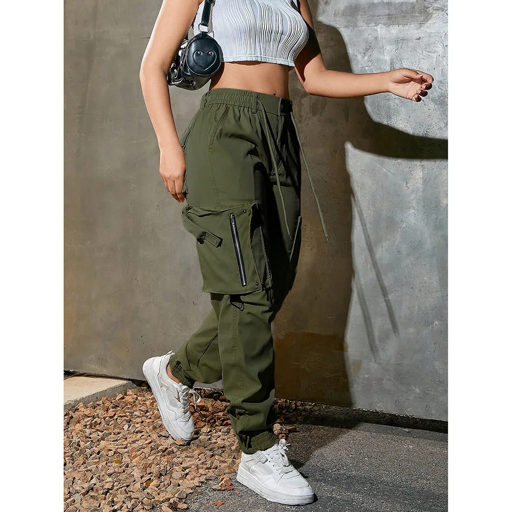 2026 Cross-Border Trendy Biker Cargo Pants - Women's Spring Autumn New Loose Multi-Pocket Casual Bestseller