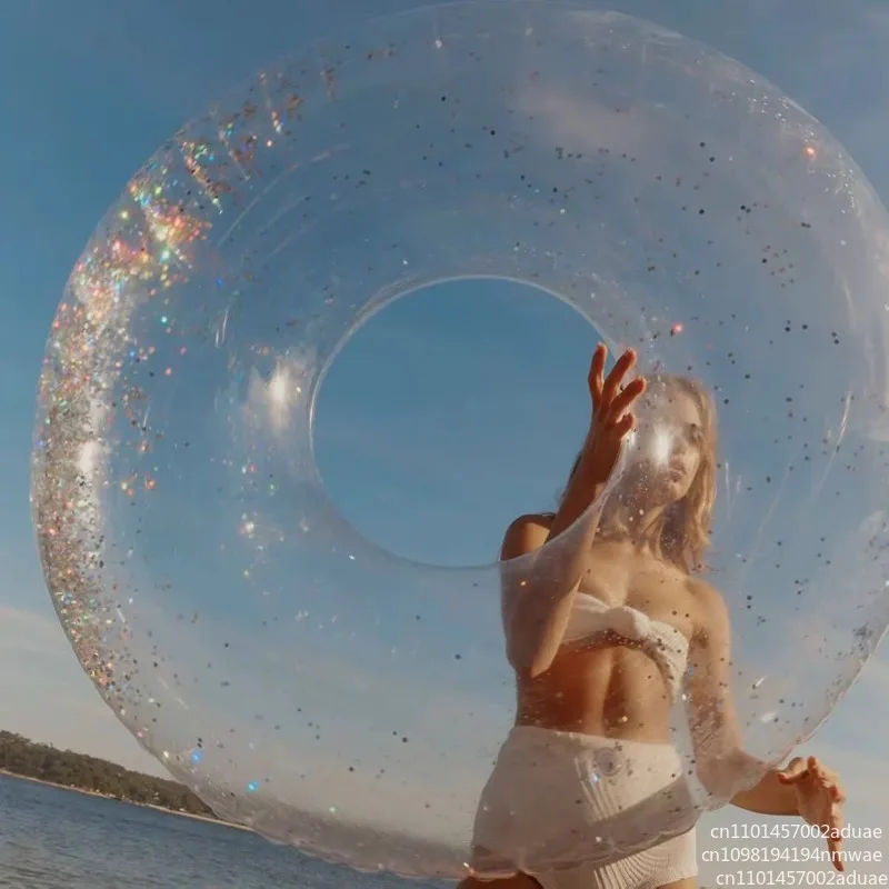 Vacation Swimming Rings Homestay Infinity Pool   Photo clock in Transparent Internet celebrity Inflatable Underarm Rings