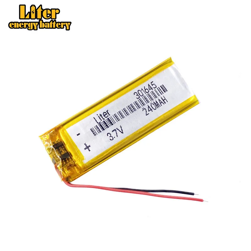 

10pcs/lot 3.7V 240mAh 301645 Lithium Polymer Li-Po Rechargeable Battery cells For Mp3 MP4 MP5 GPS PSP mobile bluetooth