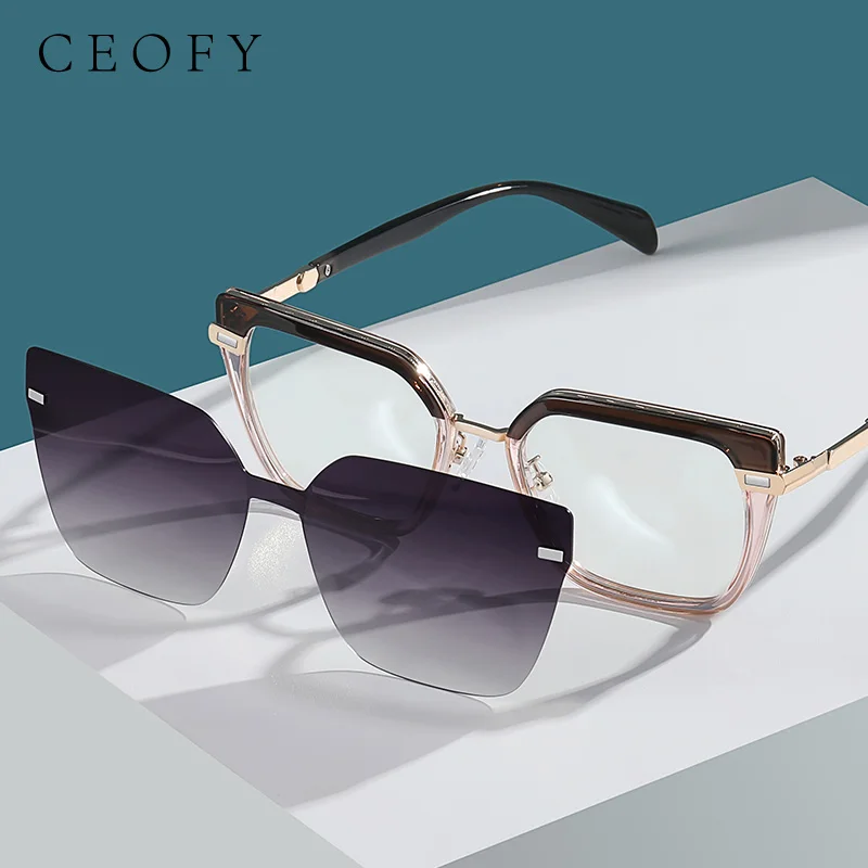 Ceofy Women Cat Eye Glasses Frame Vintage Polarized Sunglasses Optical Brand Designer Optical Prescription Myopia Eyeglasses