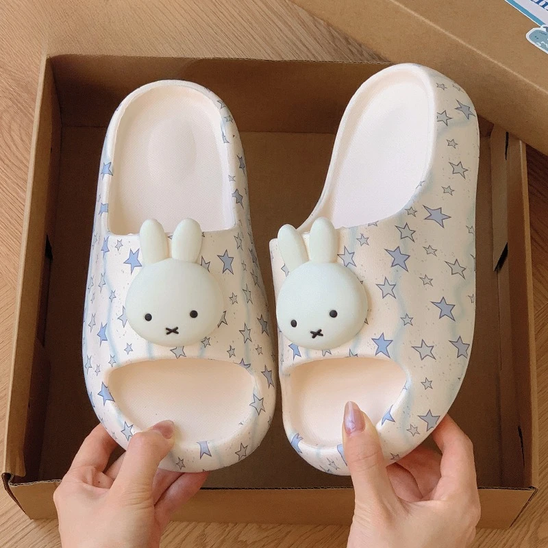 Kawaii Miffy Slippers Cute Cartoon Miffy Rabbit 5cm Thick-soled Slippers for Women Soft Bottom Indoor Home Use Anti-slip Sandals