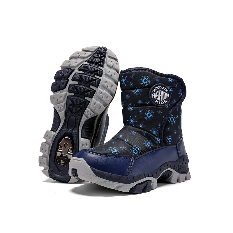 Children Winter Boots Thick Warm Plush PU Leather Snow Boots Comfortable Anti-Slip Outdoor Sports Sneakers for Girls Boys