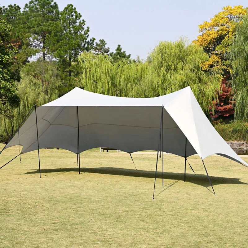 Internet celebrity camping large shelters, outdoor rain and sun protection canopy tent family gathering camp double peak canopy