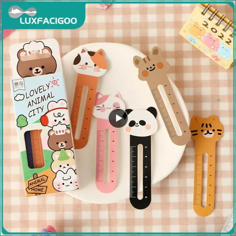 Ruler Bookmark 30 Pieces Cute Bear Bookmark Gift Flexible Use Bookend Bookmark Kitten Bookmark Student Cartoon Bookmark Gift