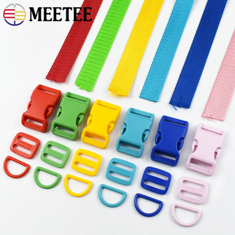 

2/5Sets 20/25mm Sewing Plastic Buckle + Nylon Webbing Backpack Bag Strap Band Belt Release Closure Buckle DIY Bias Accessories