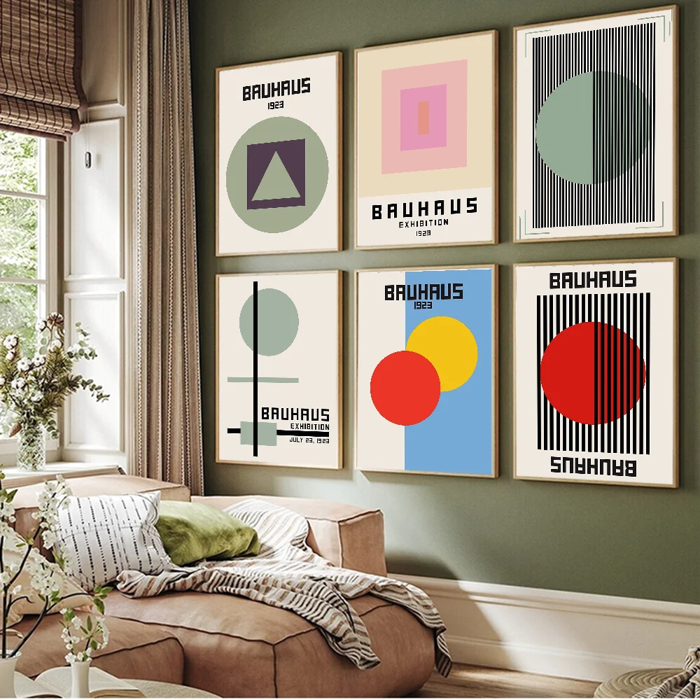 

Abstract Bauhaus Exhibition Geometric Self-adhesive Art Poster Whitepaper Sticker DIY Room Bar Cafe Wall Decor