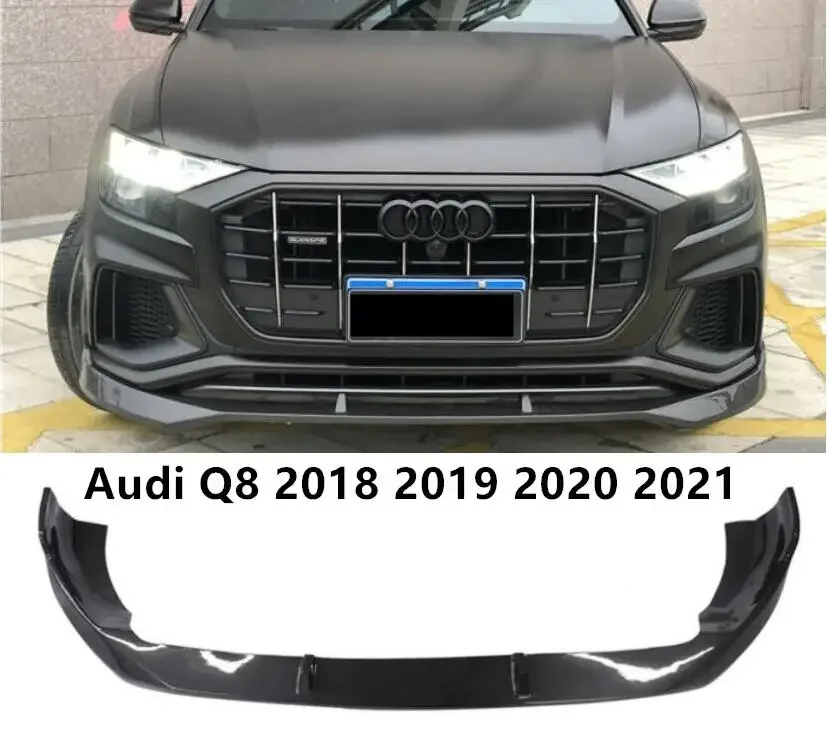 Front bumper Lip For FOR audi Q8 2018 2019 2020 2021 2022 Spoiler Splitters Lid Real Carbon Fiber