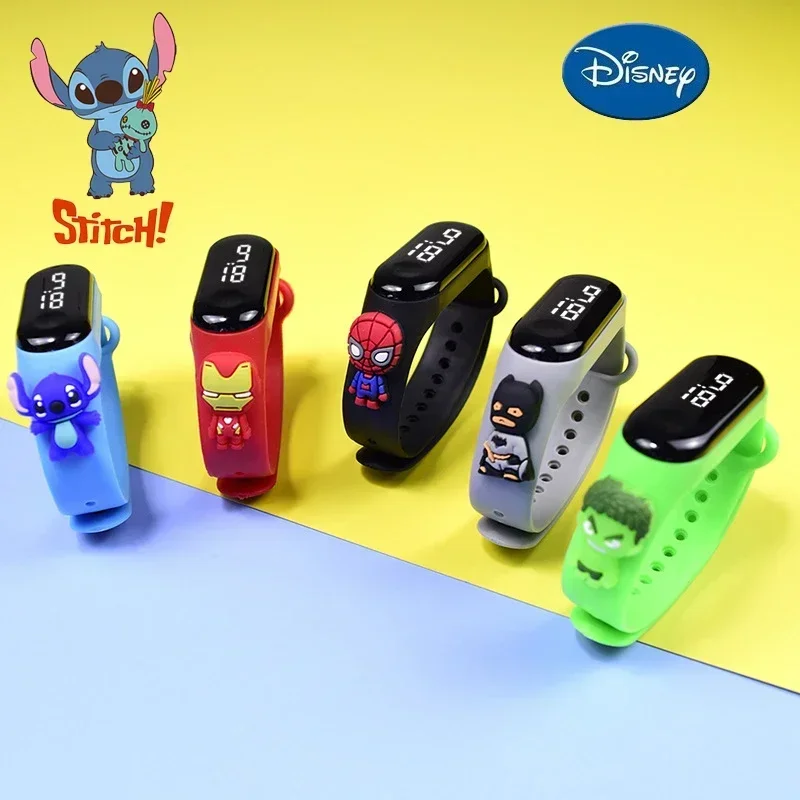 

Disney Stitch LED Waterproof Kids Digital Watch Spiderman Hulk Children Watch Sports Touch Electronic Watch Kids Gifts