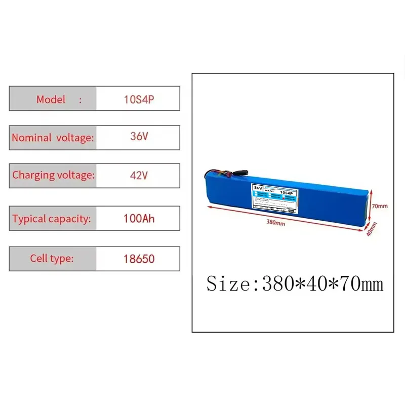 10S4P 36V 100000 Batterie au Lithium pour Scooter électrique mAh 18650 batterie 36V 100Ah batterie pour Scooter électrique 36v