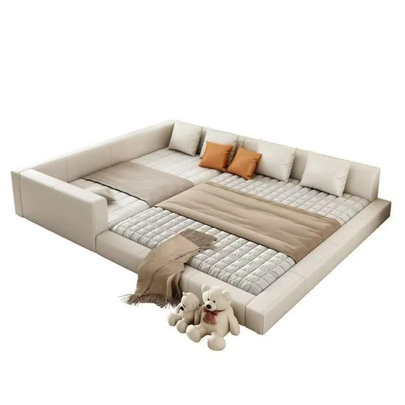 Tatami two-child family  a family of four master bedroom splicing bed simple modern double bed