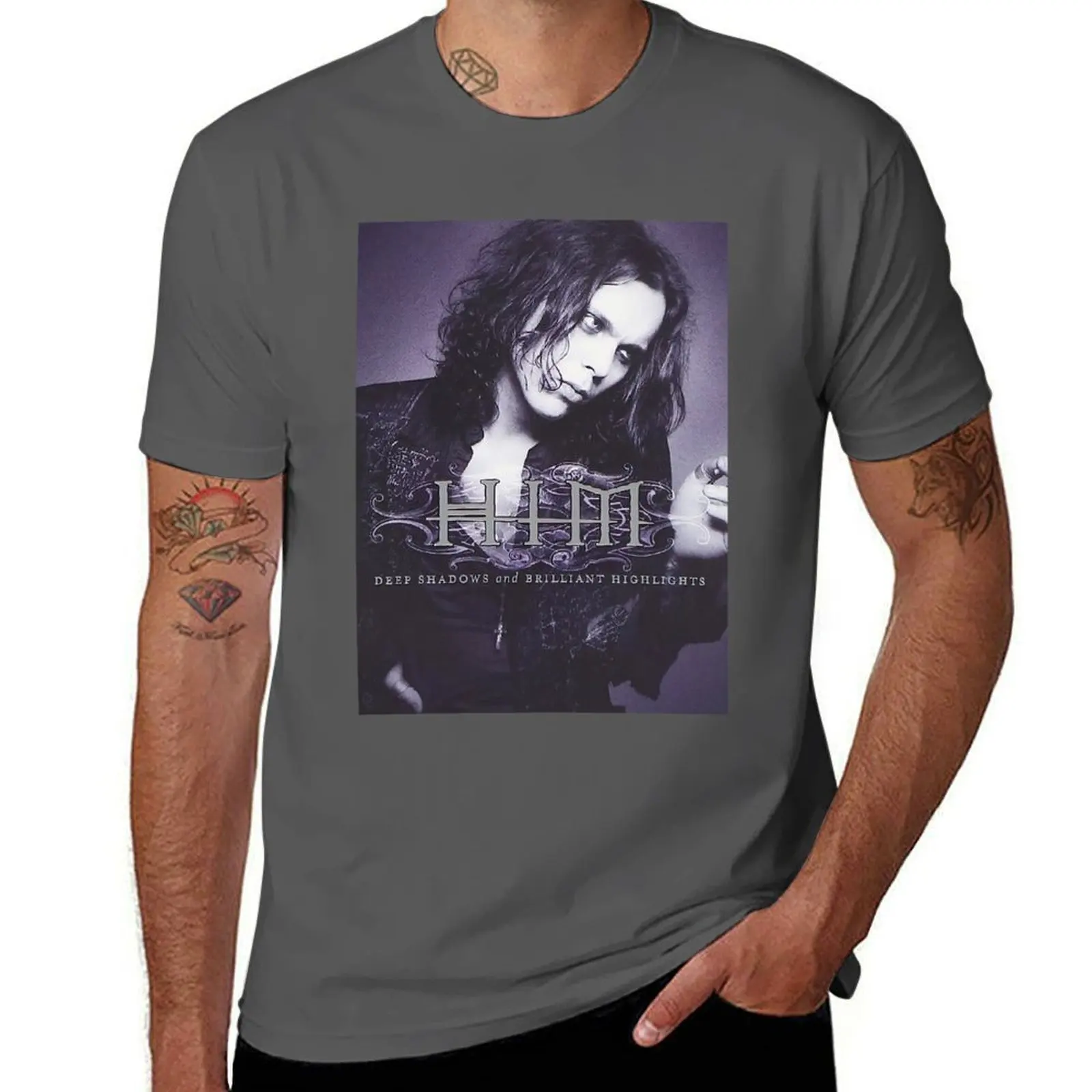 

and Valo brilliant Him Ville cover highlights Heartagram deep shadows band T-Shirt Casual Minimalist Short Sleeve Top