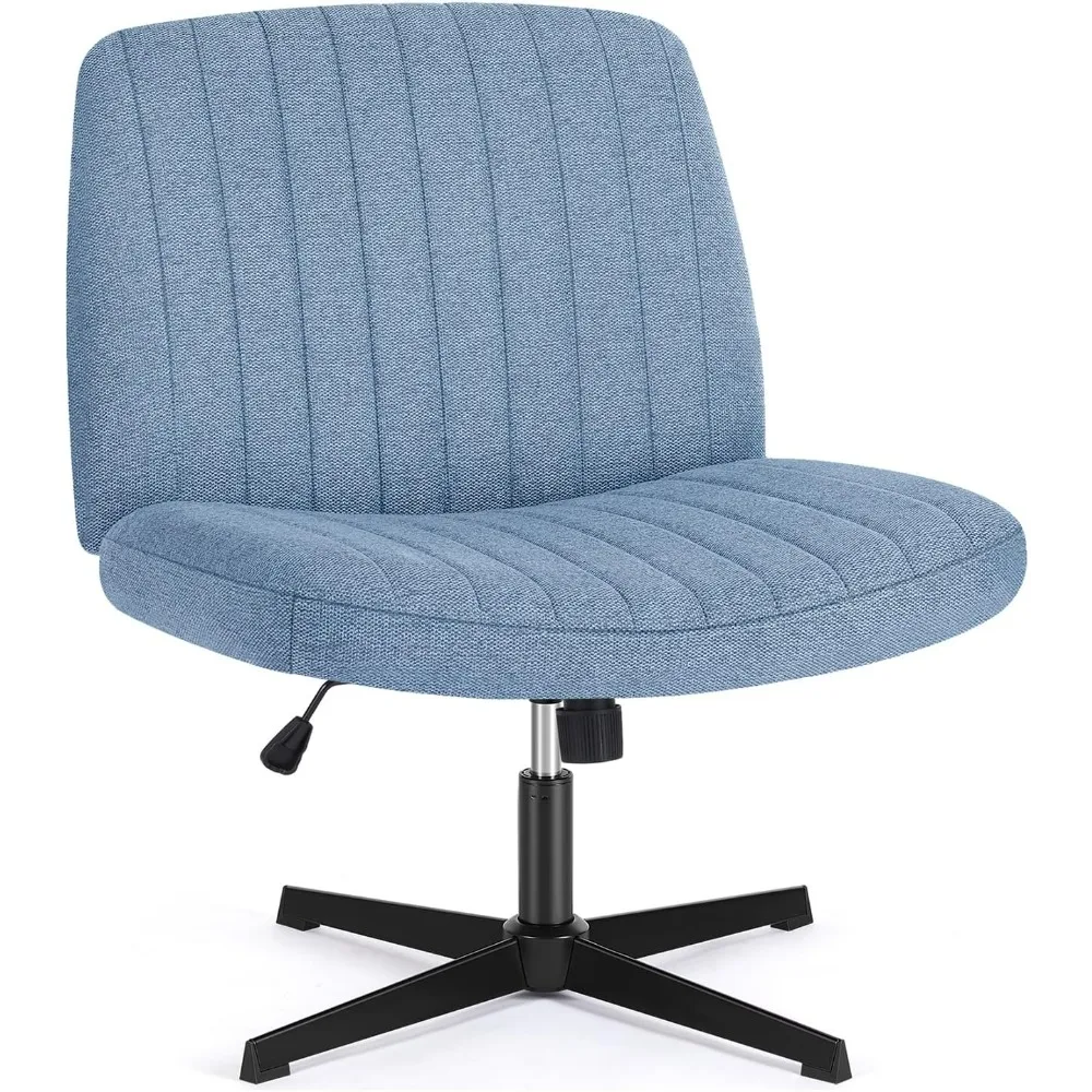 Criss Cross Chair, Armless Cross Legged Office Desk Chair No Wheels, Fabric Padded Modern Swivel,Gaming Chair