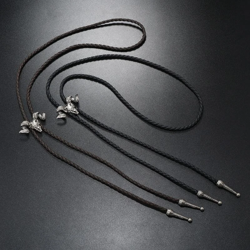 Adjustable Bolo Tie Popular Western Cowboy Teens Men Women Dance Necktie Punk Shirt Alloy Head Buckle Pendant