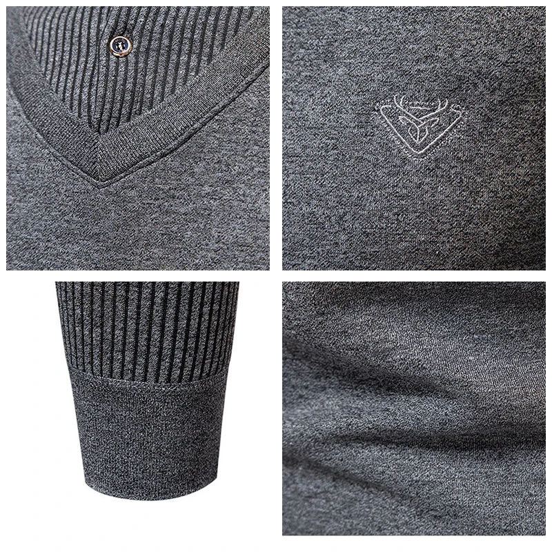 Autunno Inverno Uomo Slim Fit Maglione elastico caldo All'aperto Moda Colletto ribaltabile Top in maglia Nuovo solido falso pullover in due pezzi da uomo