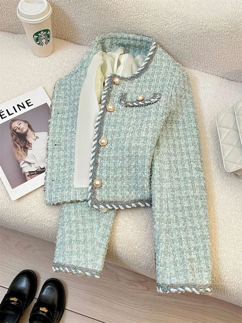 เสื้อโค้ทผ้าวูลสไตล์วินเทจสีแดงสำหรับผู้หญิงเสื้อแจ็คเก็ตขนสัตว์สไตล์ฝรั่งเศสแนววินเทจแบบหลวมและอเนกประสงค์สำหรับ2024ฤดูใบไม้ร่วง/ฤดูหนาว