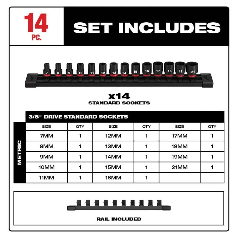 Milwaukee 49-66-7007 14PC SHOCKWAVE Impact Duty™ 3/8\