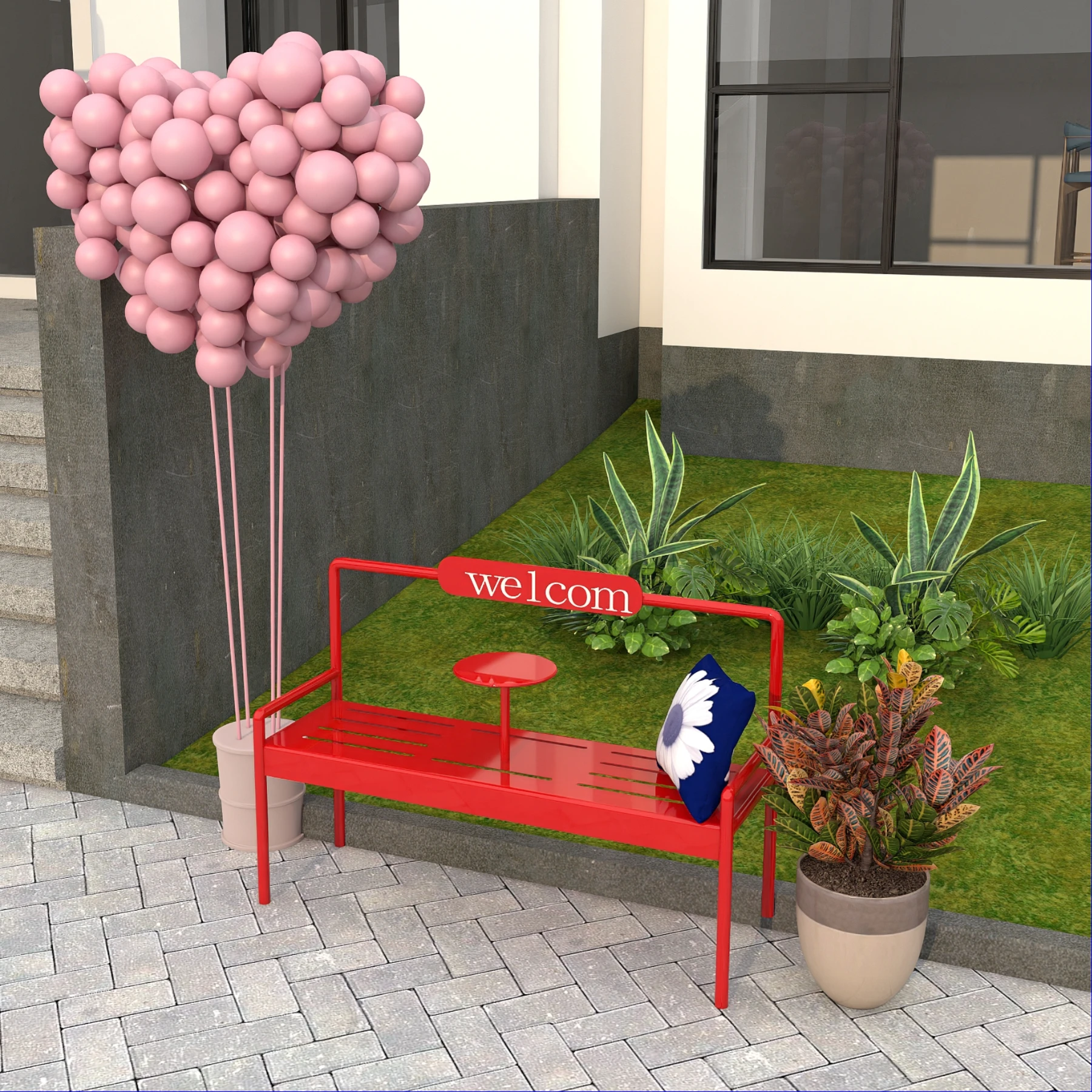 Ins Korea في الهواء الطلق، مقعد بارك مقعد الحليب الشاي مقهى الصالة الرياضية الراحة البراز مركز تسوق كرسي مقعد الحديد #3