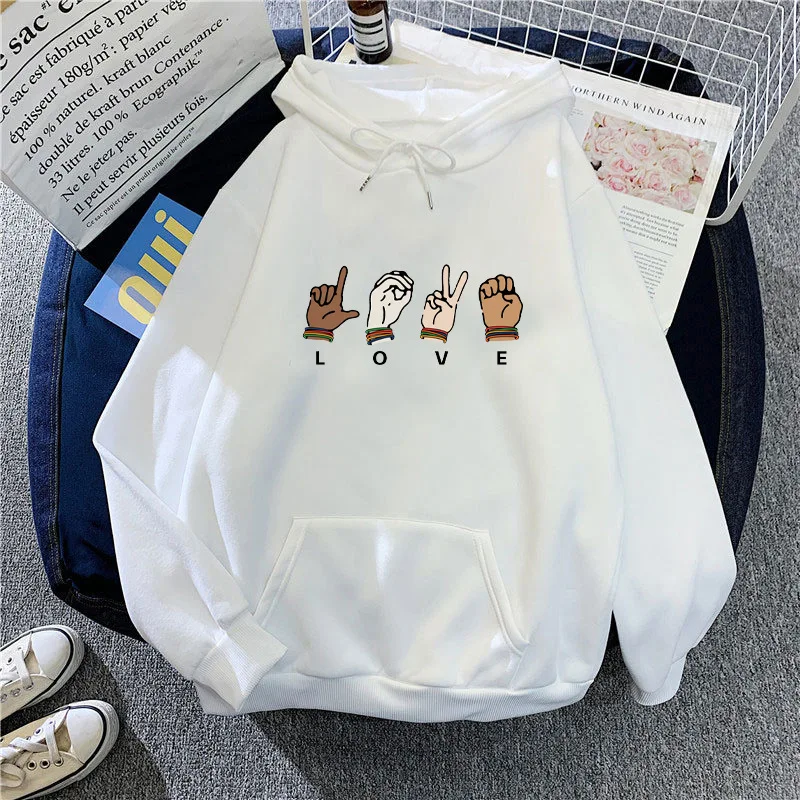 Men's Hoodies Love Personalized Letter Patterns Harajuku Girls Hip Hop Hoodies Fancy Music Gifts Casual Loose Comfortable Sweats